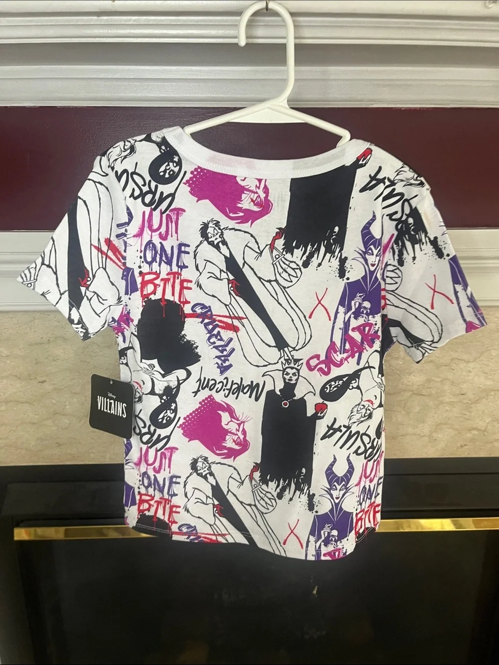 Girls Disney Villains Graphic Tee - White with Black, Purple & Pink